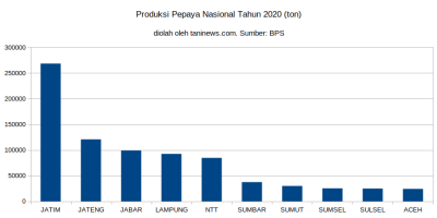 Produksi Pepaya Nasional tahun 2020